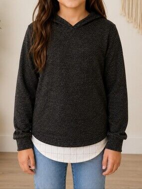 size 8 girls black long sleeve Hoodie shirt
